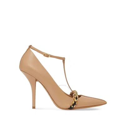 Burberry Ladies Cool Beige Chain Leather Pointed High Heels