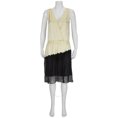 Burberry Ladies Cream Silk Satin And Lace Sleeveless Dress