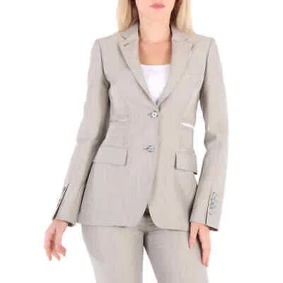 Pre-owned Burberry Ladies Cut-out Detail Technical Wool Blazer In Gray