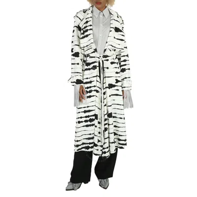 Burberry Ladies Cut-out Detail Watercolour Print Trench Coat In Neutral
