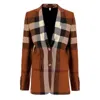 Burberry Check-print Single-breasted Blazer In Brown