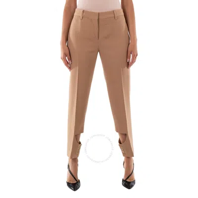 Burberry Ladies Dark Biscuit Cut Out Detail Trousers In Neutral