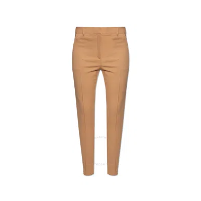 Burberry Ladies Dark Biscuit Fitted Wool Trousers In Brown