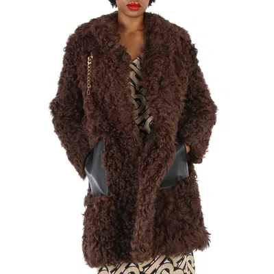 Burberry Ladies Dark Brown Penberth Shearling Single-breasted Coat