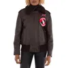 BURBERRY BURBERRY LADIES DARK BROWN SHANDWICK DETCHABLE SHEARLING COLLAR FLIGHT JACKET WITH WARMER