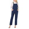 Burberry Ladies Dark Canvas Blue Square-neck Slim-cut Dungarees In Blue