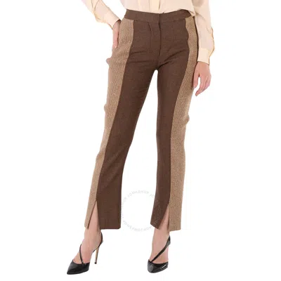 Burberry Ladies Dark Tan Wool And Cashmere Trousers In Brown