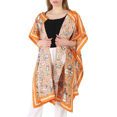 Burberry Ladies Deep Orange Marine Silk Cape