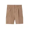 Burberry Ladies Deep Taupe Therry Asian Fit Leg Wool Tailored Shorts In Brown
