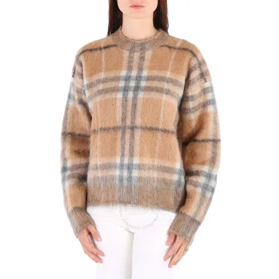 Burberry Ladies Dusty Caramel Naima Check Sweater In Brown