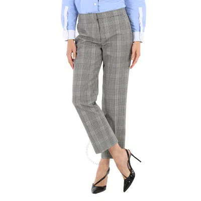 Burberry Ladies Emma Check Technical Tailored Trousers In Blue