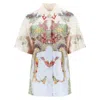 Burberry Ladies Fionn Silk Map Print Bowling Shirt In Blue