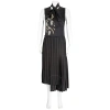 BURBERRY BURBERRY LADIES FLOR EMBROIDERED ASYMMETRICAL PLEATED DRESS