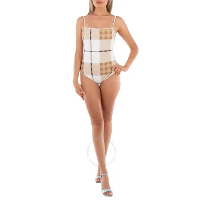 Burberry Ladies Frosted White Check Delia One-piece Swimsuit