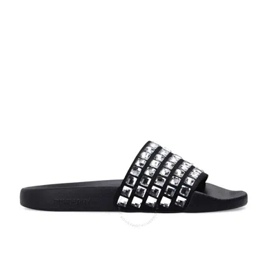 Burberry Ladies Furley Crystal Slide Sandals In Black
