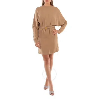 Burberry Ladies Gabby Waist-belted Short Dress In Camel In Brown