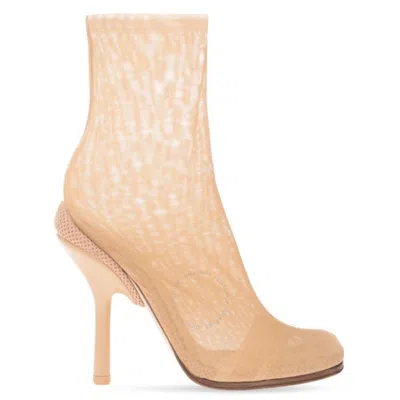 Burberry Ladies Gennie Tulle Sock Detail Ankle Boots In Beige