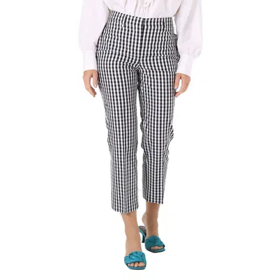 Burberry Ladies Gingham Cropped Trousers In Black