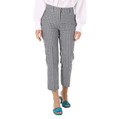Pre-owned Burberry Ladies Gingham Cropped Trousers In Multicolor