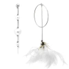 BURBERRY BURBERRY LADIES GLASS PEARL & OSTRICH FEATHER ASYMMETRICAL DROP EARRINGS