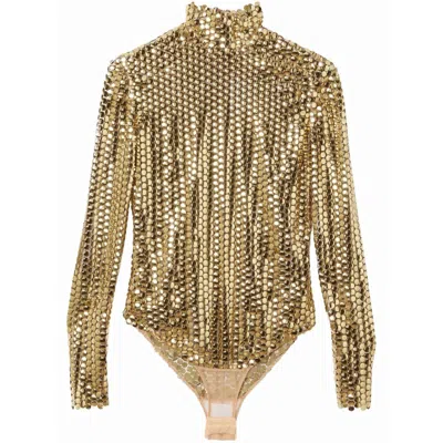 Burberry Ladies Gold Embellished Long-sleeve Bodysuit