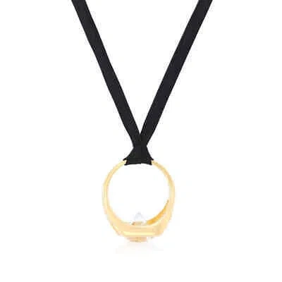 Pre-owned Burberry Ladies Gold-plated Ring Detail Silk Necklace In Multi