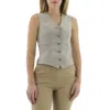BURBERRY BURBERRY LADIES GREY CUT-OUT DETAIL TECHNICAL WOOL WAISTCOAT