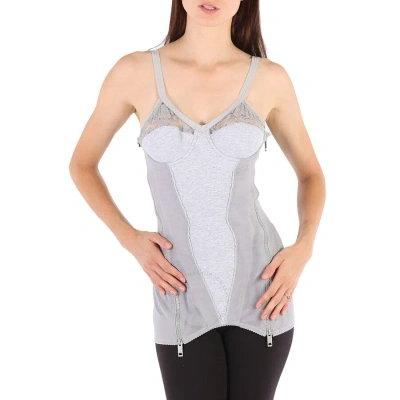 Burberry Ladies Grey Melange Cotton Jersey Paneled Stretch Corset