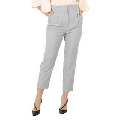 Pre-owned Burberry Ladies Heather Melange Cutout Detail Wool Tailored Trousers, Brand Size In Check Description