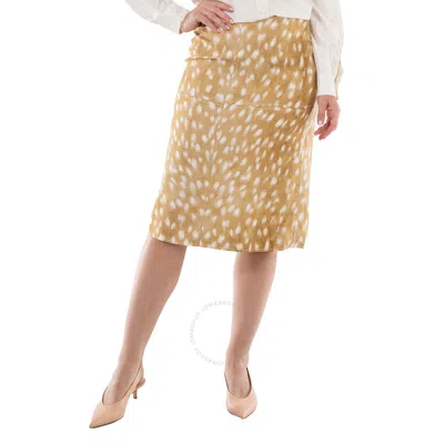 Burberry Ladies Honey Beige Alisa Midi Skirt In Yellow/beige