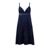 BURBERRY BURBERRY LADIES INK BLUE EMPIRE-LINE PLEATED DRESS