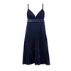 Burberry Ladies Ink Blue Empire-line Pleated Dress In Ink Blue