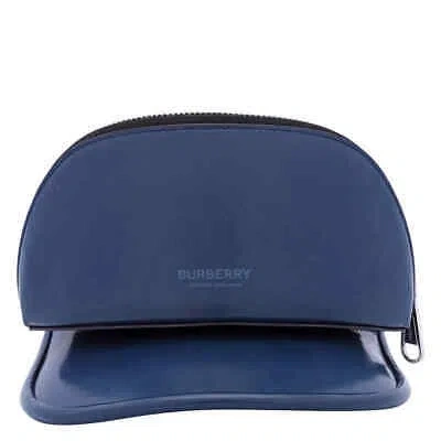 Pre-owned Burberry Ladies Ink Blue Removable Zipper Pocket Vinyl Visor Hat