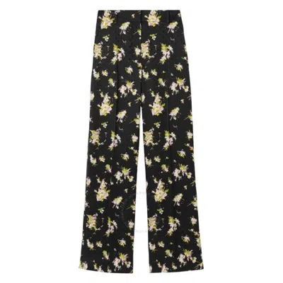 Burberry Ladies Jane Floral Print Trousers In Black