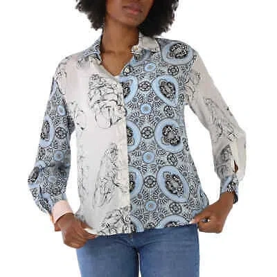Pre-owned Burberry Ladies Juliette Silk Oversized Shirt In White