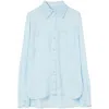 Burberry Ladies Lace Collar Ste-hem Button-up Shirt In Blue