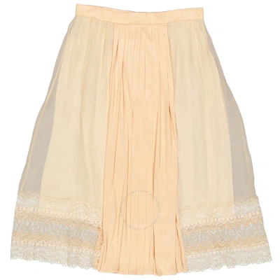 Burberry Ladies Lace Detail Silk Soft Peach Skirt