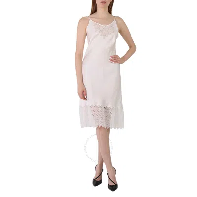 Burberry Ladies Lace Trim And Monogram Detail Silk Satin Lingerie Dress In White