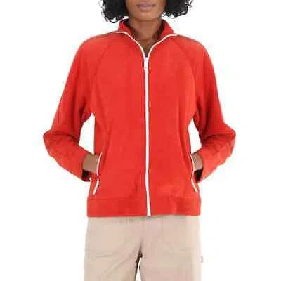 Pre-owned Burberry Ladies Leather Bright Red Suede Bomber