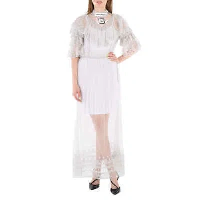 Pre-owned Burberry Ladies Light Pebble Grey Long Lace Dress, Brand Size 6 (us Size 4) In Multicolor