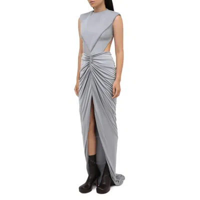 Burberry Ladies Lizzie Heather Melange Panelled Ruched Gown In Gray