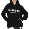Burberry Ladies Logo Print Cotton Oversized Hoodie In Black In Black