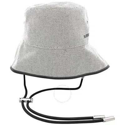 Burberry Ladies Logo-print Fisherman Bucket Hat In White/black