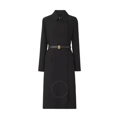 Burberry Ladies Long Sleeve Holyfield Belted Coat In Black