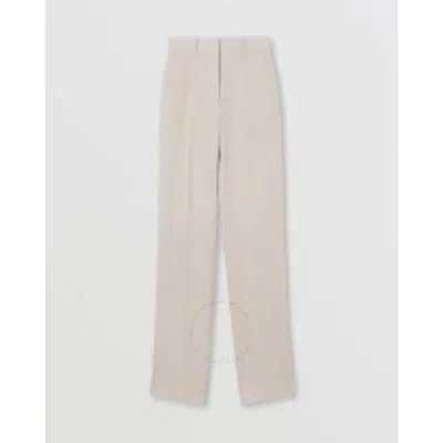 Burberry Ladies Lottie Linen Tailored Trousers In White