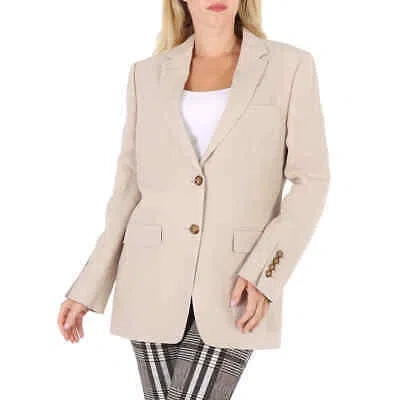 Pre-owned Burberry Ladies Loulou Oatmeal Single-breasted Tailored Jacket In Beige