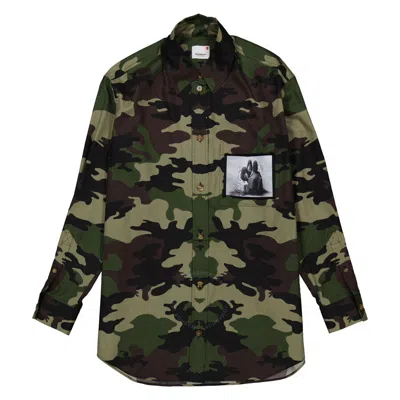 Burberry Ladies Mangrove Green Csilla Camo Print Cotton Shirt