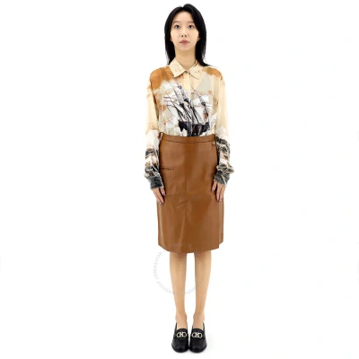 Burberry Ladies Maple Faux Leather A-line Skirt