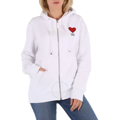 Burberry Ladies Marlley White Heart-embroidered Hoodie