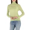 Burberry Ladies Mist Green Monogram-embroidered Knitted Jumper In Green